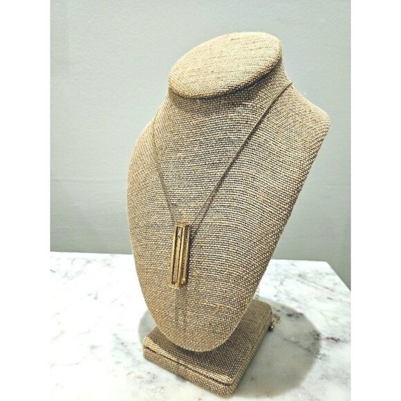 Jewelry - Gold-tone Necklace with Rectangular Pendant